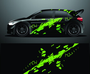 Rally car decal graphic wrap vector, abstract background
