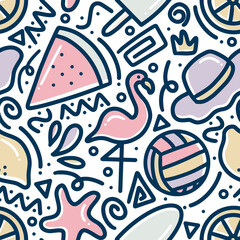 doodle set of summer holiday hand drawing