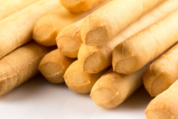 bread sticks on white background