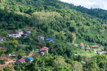 Fototapeta na wymiar small village in the middle of the mountain