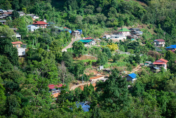 small village in the middle of the mountain