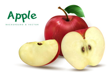Set of Different Red Apples Isolated on Transparent Background. Vector
