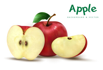 Set of Different Red Apples Isolated on Transparent Background. Vector