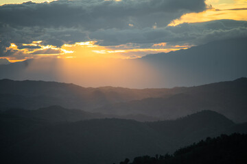 The golden sun contrasts with the azure gold.