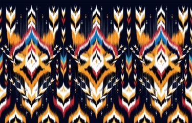 Fototapeten Geometric ethnic oriental seamless pattern traditional  Design for background,carpet,wallpaper,clothing,wrapping,Batik, fabric,Vector illustration.embroidery style.  © Suriya