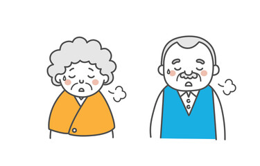 Obraz premium おじいさんとおばあさんのイラスト