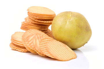 Potato Chips pyramid isolated on white background