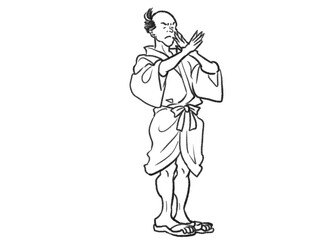 日本画タッチの手でバツを作る人物イラストJapanese painting illustration The person who Makes a cross by the hand