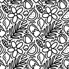 Hand drawn doodle set summer on the beach