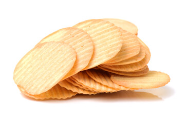 Potato Chips pyramid isolated on white background
