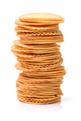 Potato Chips pyramid isolated on white background