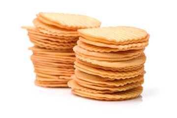 Potato Chips pyramid isolated on white background