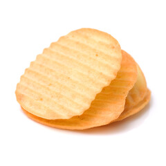 Potato Chips pyramid isolated on white background