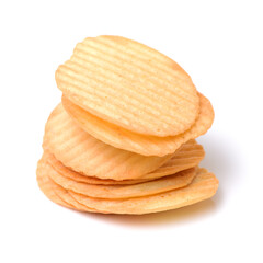 Potato Chips pyramid isolated on white background
