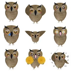 Fotobehang 9 sets of cute owl illustrations © Cute2u