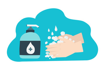 hand drawing the protocol wash hand for healthy