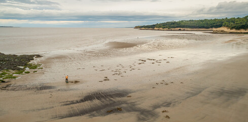 Beach at low tide on the Gironde estuary, Charente Maritime on west Atlantic coast France
