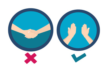 hand drawing covid 19 no shake hand