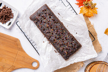 A chocolate brownie is a square or rectangular chocolate baked confection. it is a Homemade...