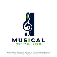 Letter I with Music Key Note Logo Design Element. Usable for Business, Musical, Entertainment, Record and Orchestra Logos