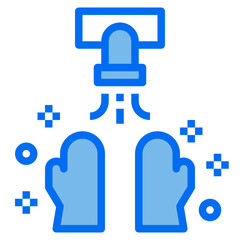 hand cleaning blue line icon