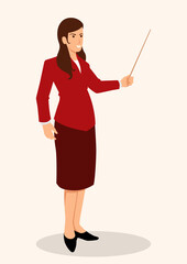Woman showing something with pointer stick