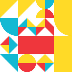 Geometry minimalistic seamless pattern with rectangles, squares, circles, simple shape and figure. Abstract vector design template for web banner, corporate identity, fabric print