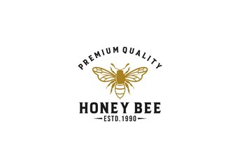 honey bee logo template in white background