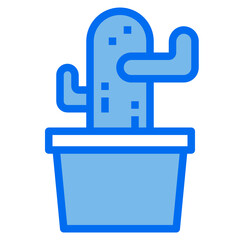 Cactus blue line icon