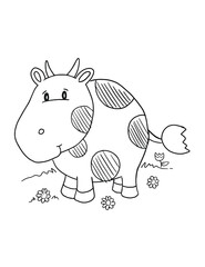 Cute Happy Farm Animal Vache Coloriage Illustration Vectorielle Art