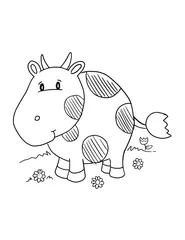Cercles muraux Dessin animé Cute Happy Farm Animal Vache Coloriage Illustration Vectorielle Art