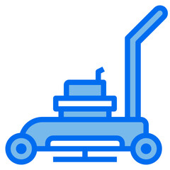 Lawn Mower blue line icon