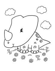 Dinosaure Mignon Coloriage Page Illustration Vectorielle Art