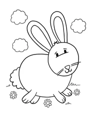 Abwaschbare Fototapete Süße Osterhase Kaninchen Färbung Seite Vektor Illustration Kunst © Blue Foliage