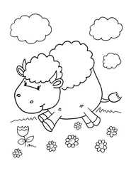 Poster Cute Bison Coloring Book Page Vector Illustration Art © Blue Foliage