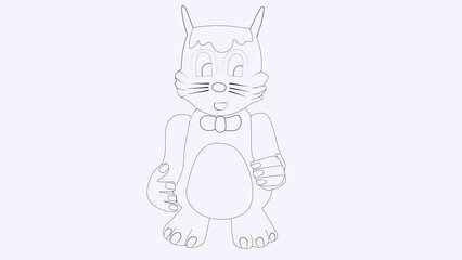 Drawn cat on a white background