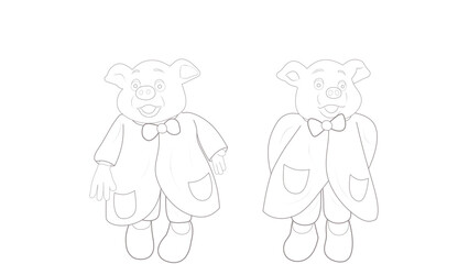 Two painted pigs on a white background