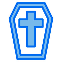 Obraz premium Coffin blue line icon