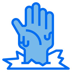 Zombie Hand blue line icon