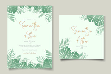 Obraz premium Tropical themed wedding invitation template design