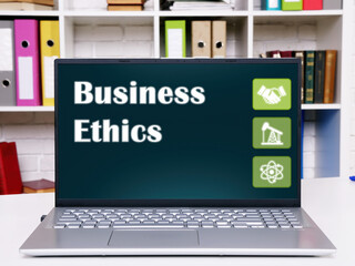 Business concept meaning Business Ethics with inscription on the laptop.