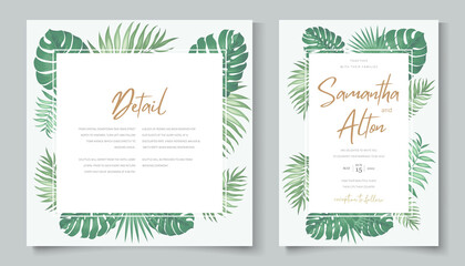 Tropical themed wedding invitation template design