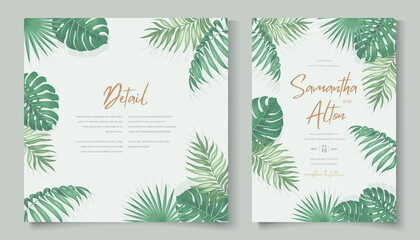 Tropical themed wedding invitation template design