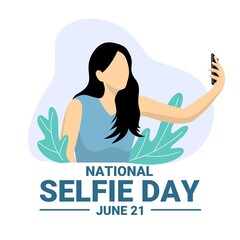 Vector illustration, a girl taking a selfie, as a banner, poster or template, National Selfie Day.