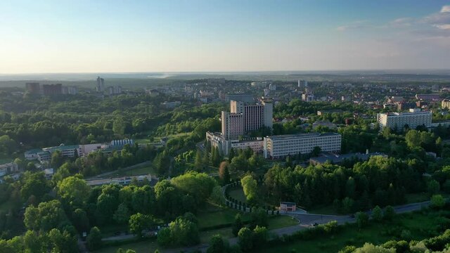 Aerial video of the city of Truskavets, Ukraine