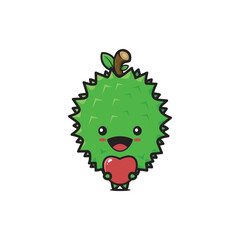 cute durian cartoon mascot