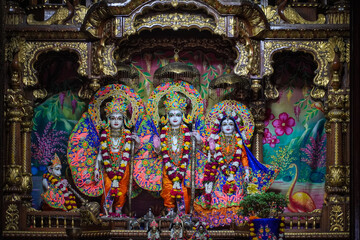 Shree Ram Lakshman and sita satue in iskon Temple -Hindu God Temple image