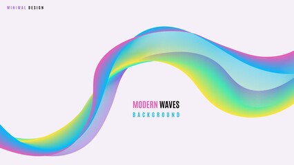 Abstract Minimal Dynamic Waves Element Design In Rainbow Color. Good For Poster, Banner, Wallpaper Or Motion Template.