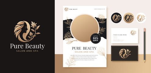 beauty floral woman logo design