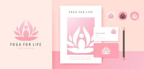 yoga lotus flower logo design